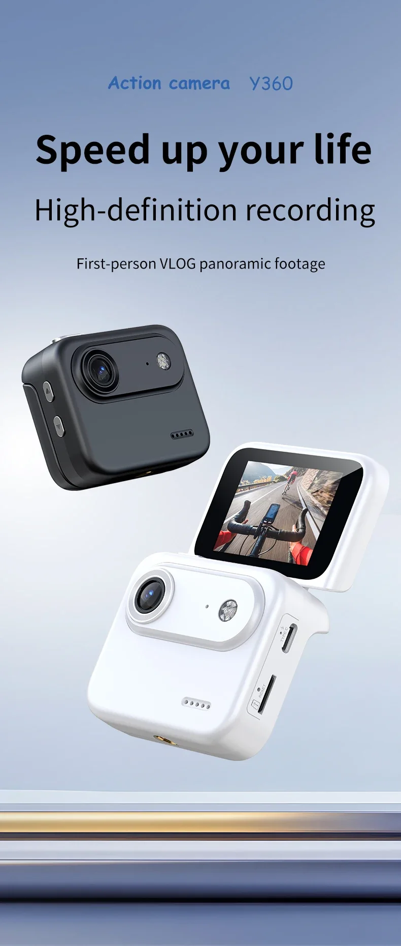 Action Camera Recorder Flip Screen 4K HD Ultra Clear Recording VLOG Anti Shake 143 ° Wide-angle Helmet Outdoor Mini Cam