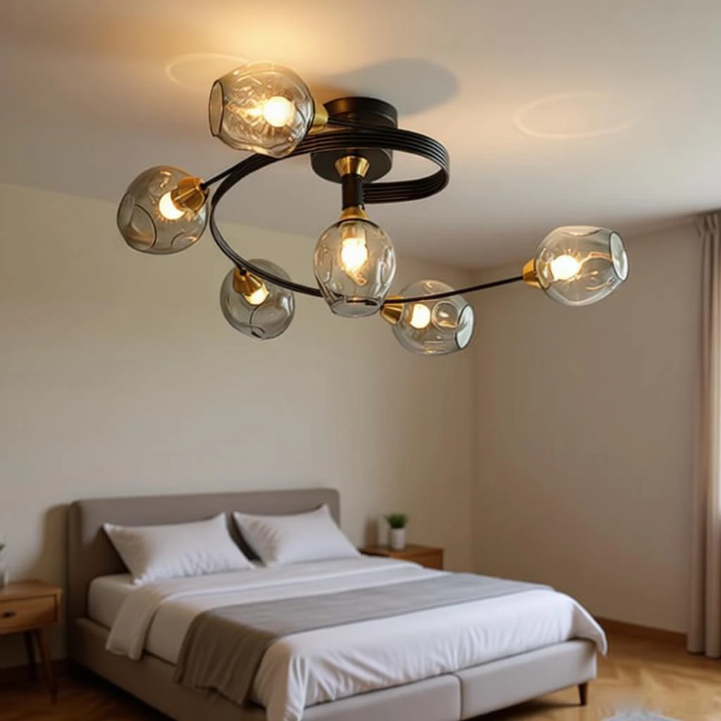 Nordic vintage chandelier for bedroom Hall and living room kitchen dining table glass ball home decor interior Led Ceiling lamp
