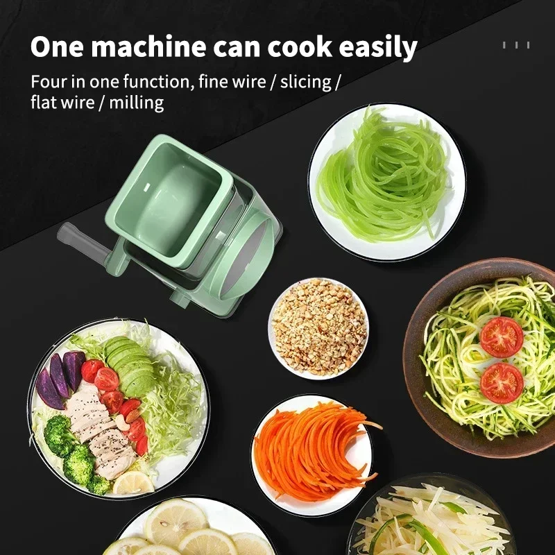 New Arrival Hand Cranked Kitchen Cutter Roller Stainless Steel 3 Blades Slicing Shredding Chopping Multipurpose Kitchen Tool