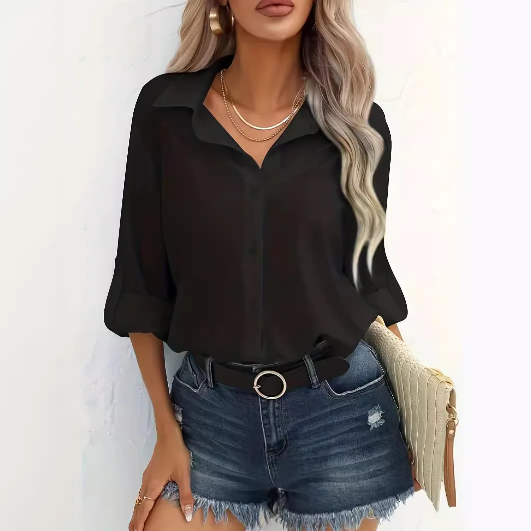 

Kawaii Y2k Fashion Elegant Blouses On Offer For Women Korean Popular Clothes Summer Lady Trend Blouse Black White Office Shirt