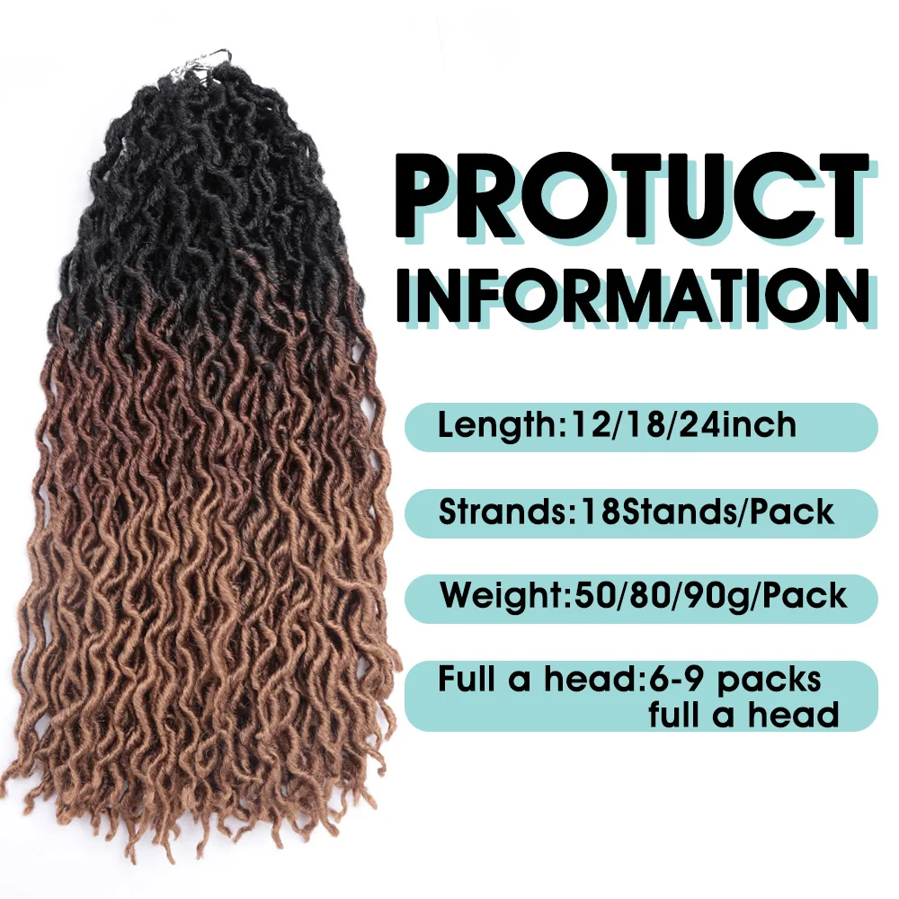 Tresses synthétiques de déesse gitane Faux Locs, tresses douces Dreadlocks bouclées pour femmes noires 15 brins