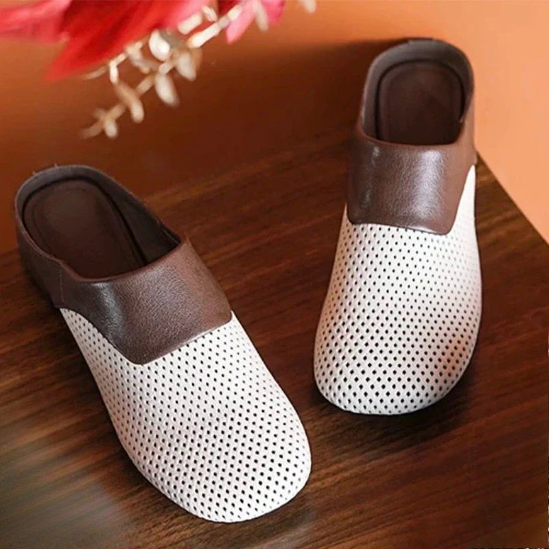 Sandal Chunky Wanita Sepatu Mules Perancang Busana Sandal Slingback Elegan Musim Panas 2025 Sandal Jepit Hak Rendah Sandalias De Mujer