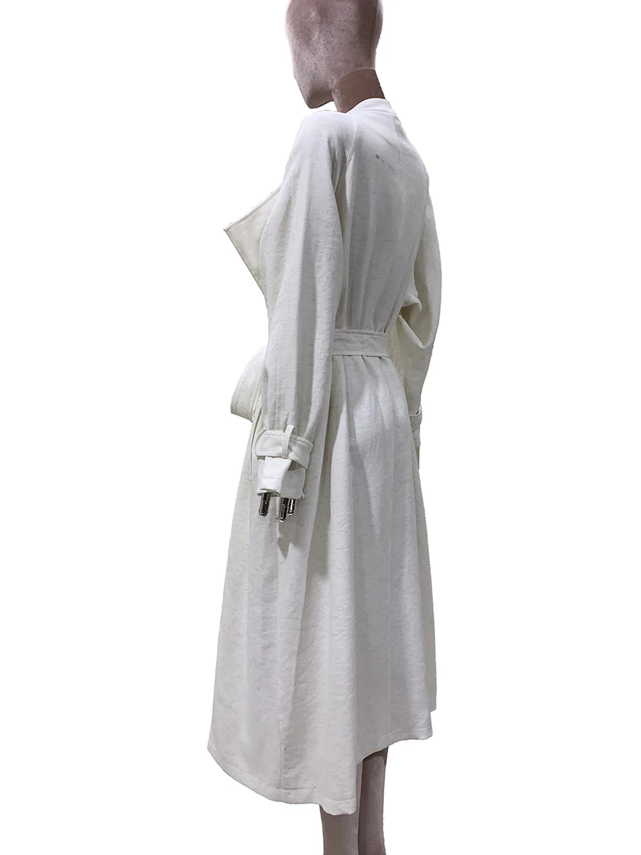 

Mauroicardi Осенний длинный мягкий струящийся льняной плащ для женщин с поясом Элегантная роскошная шикарная дизайнерская одежда Подиумная мода 2025 тренч женский пальто женское осень