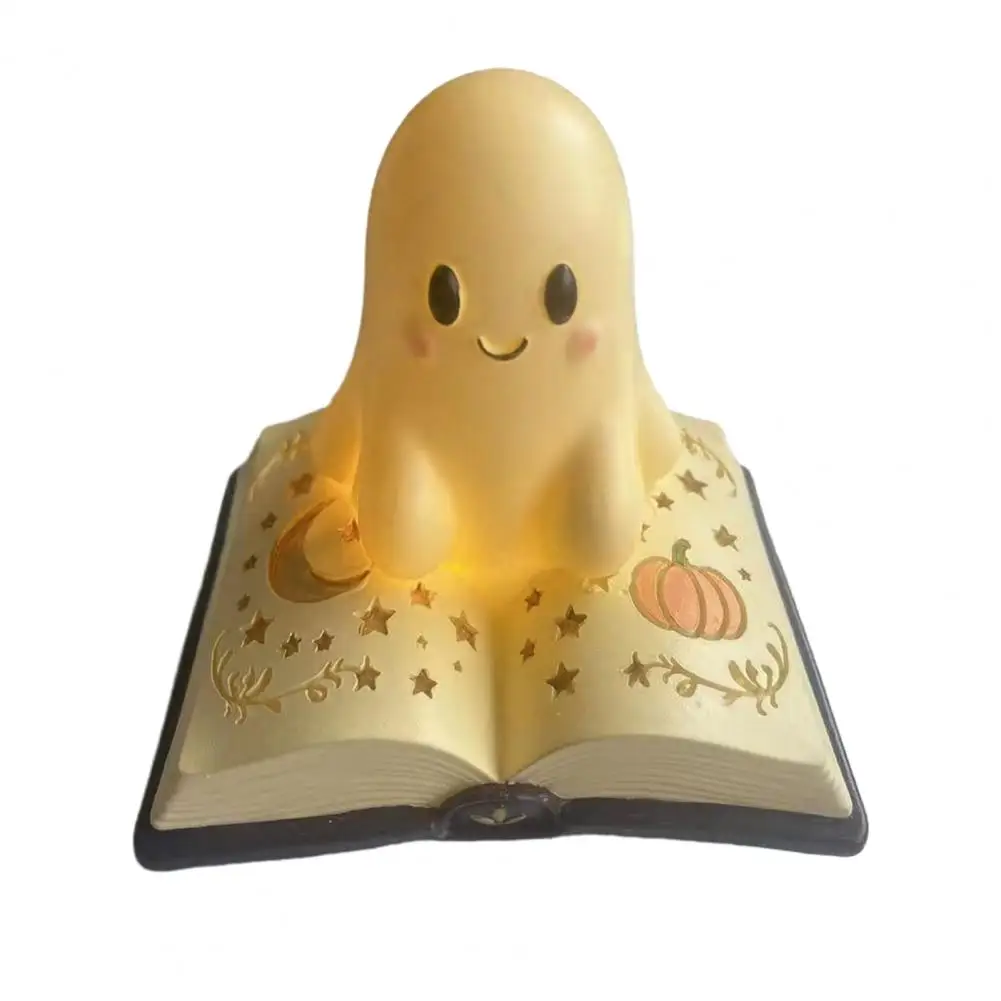 Room Decor Halloween Night Light Halloween Ghost Table Lamp Resin Spooky Night Light Bedroom Decor Warm Amber for Bookshelf