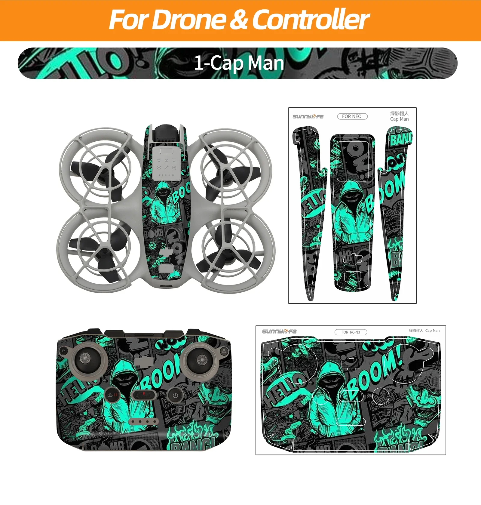 ملصقات بولي كلوريد الفينيل الملونة ل DJI NEO ، فيلم واقية ، مقاومة للخدش ، الجسم ، جهاز التحكم عن بعد ، الملحقات