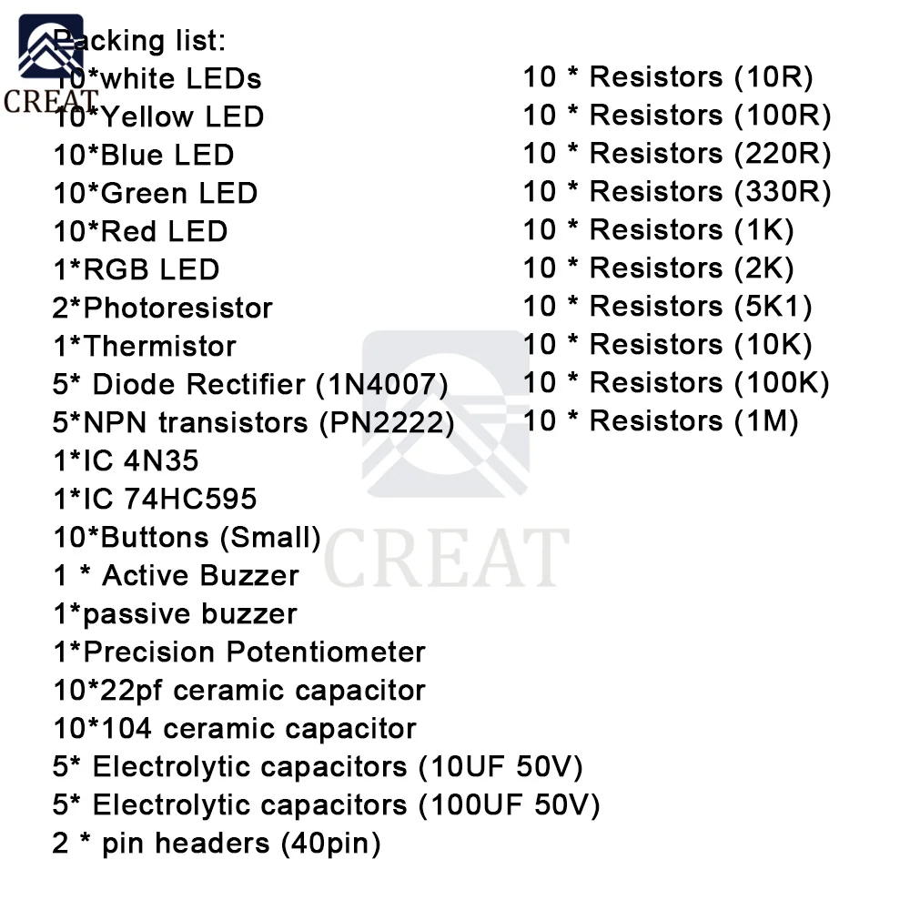 830 Hole LED Buzzer Capacitor Resistor Basic Starter Kit Electronic Components for R3