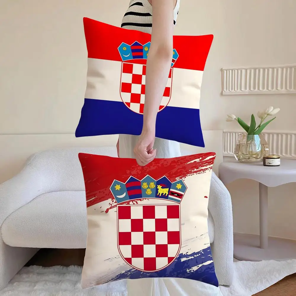 Croatia CRO flag Cushion Cover Eco-Friendly Odorless Healthy Pillowcase Soft & Comfortable Kid-Safe No Filling