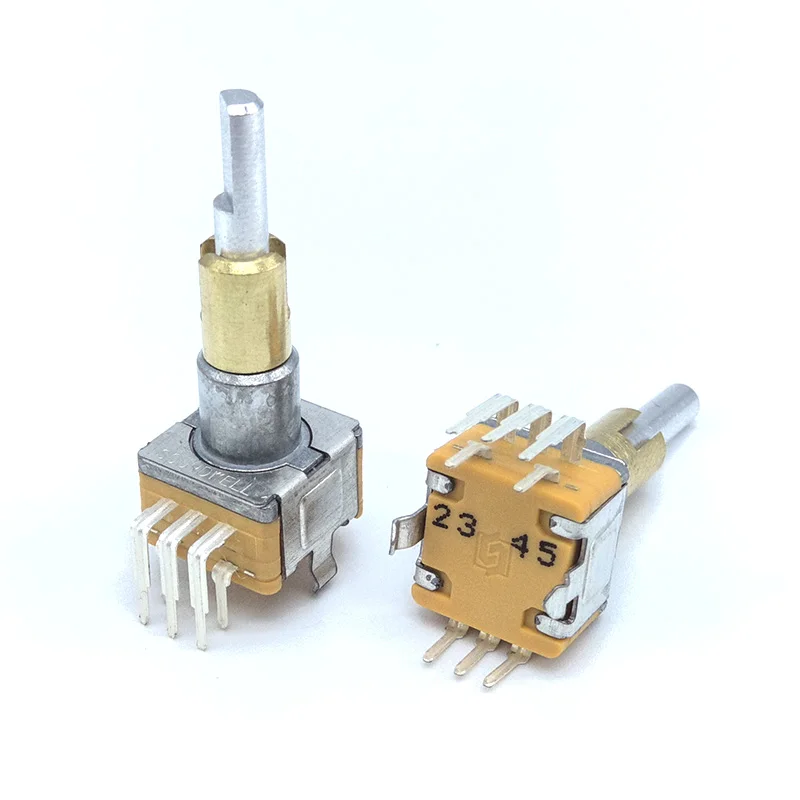 1pcs EC110701N2B  EC11EBB24C03 Dual-Shaft Axis Encoder With Push Button Switch 8Pins 30 Position 15 Pulse Handle 25mm