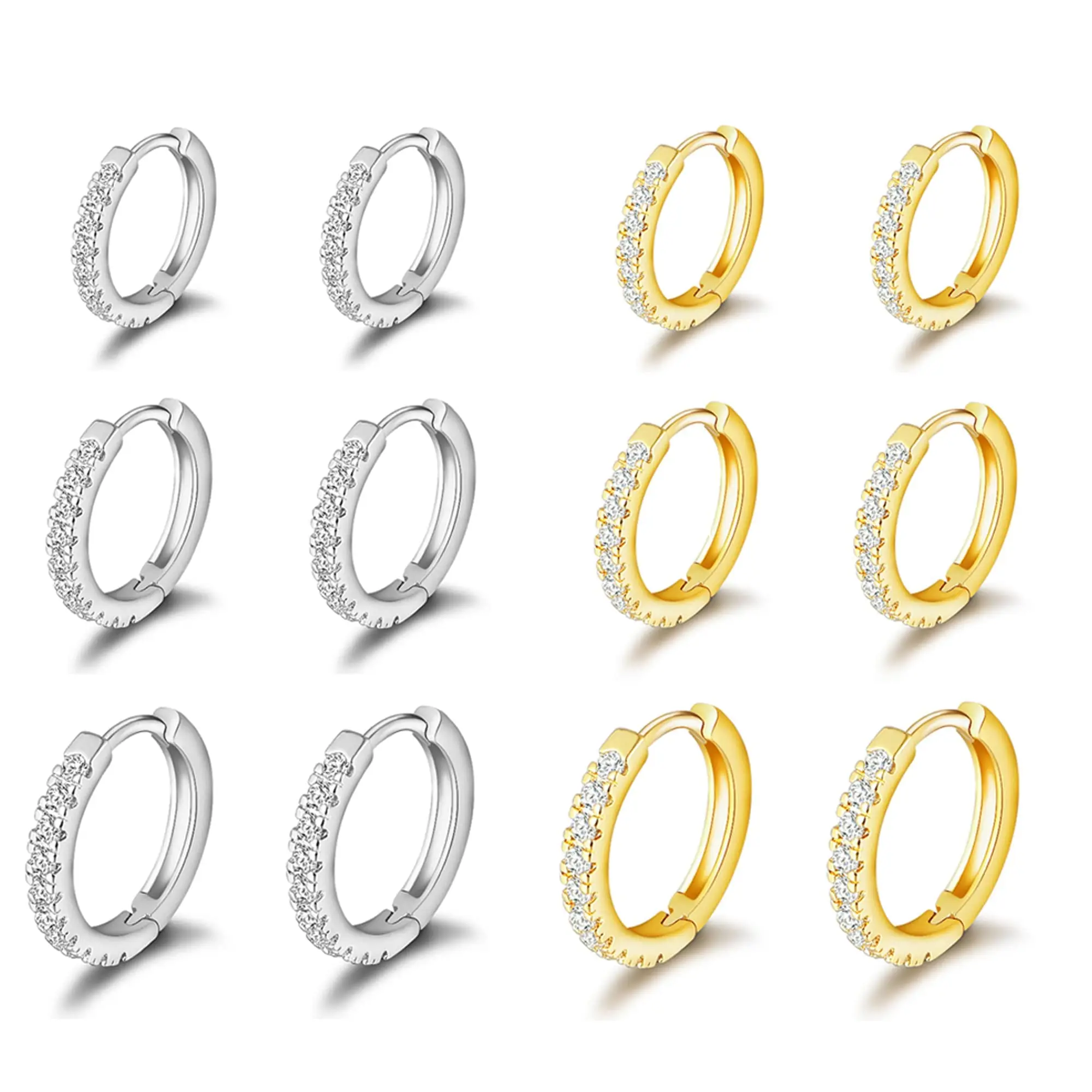 Shevalues 3 Pairs Hoop Earrings Set for Women 14K Gold Plated Men Jewelry Hypoallergenic Luxury Earrings Decoration for Ladies