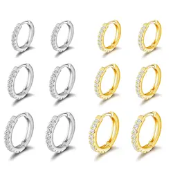 Shevalues 3 Pairs Hoop Earrings Set for Women 14K Gold Plated Men Jewelry Hypoallergenic Luxury Earrings Decoration for Ladies