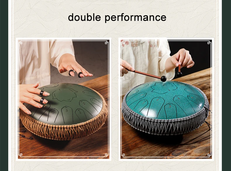 Hluru Steel Tongue Drum Glucophone 13 Zoll 15 Noten C Tone Music Drum Ethereal Drum Percussion Musikinstrumente Steel Drum – Detail 8