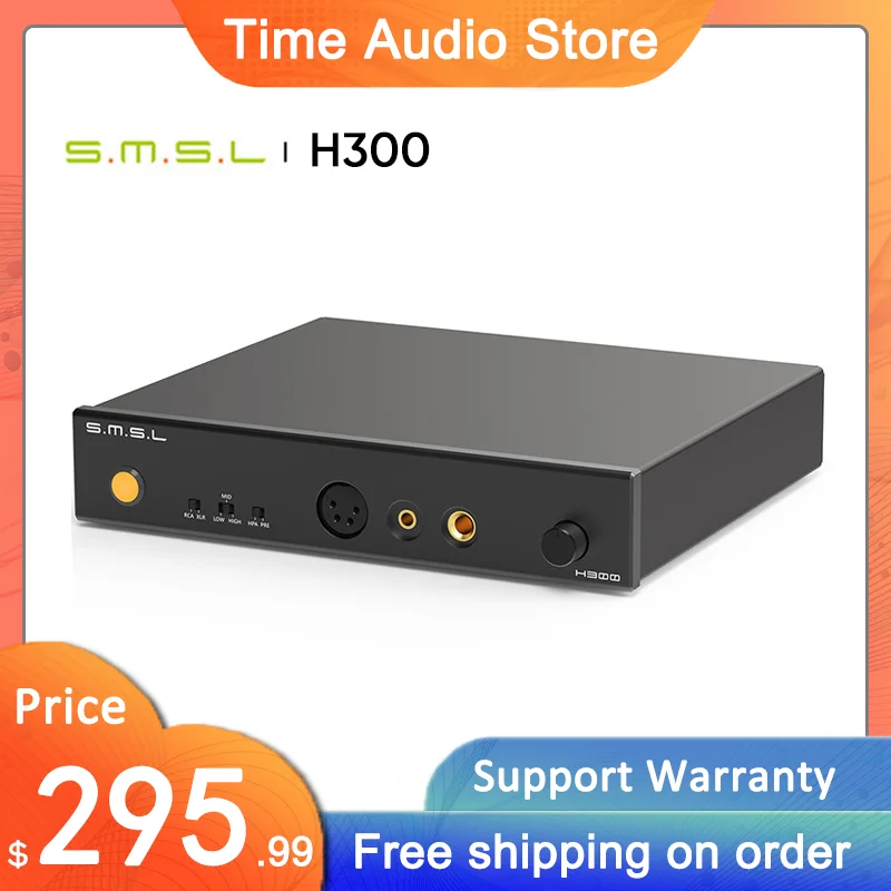 

SMSL H300 Headphone Amplifier Full Balanced 6.35mm 4.4mm XLR RCA Preamp Output 133dB 3nd gear gain For Headset