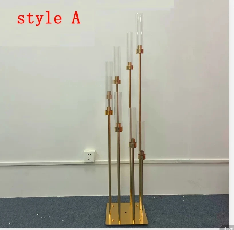 

Metal Candelabra for Wedding, Candle Holders, Road Lead, Table Centerpiece, Gold Candelabrum Stand Pillar, Wedding Candlestick,