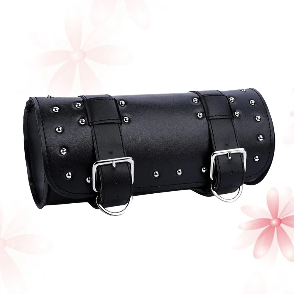 

Motorcycle Hanging Bag PU Black Waterproof Saddlebag Motorcycle Fork Storage Pouch Straps Tools Bottle Accessories