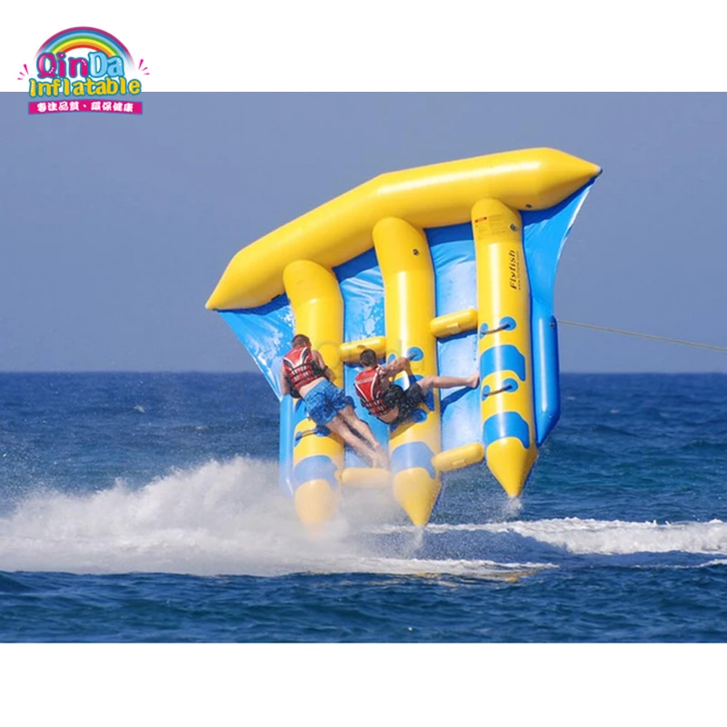 Divertido pez mosca inflable de agua, barco de plátano inflable, juego de deportes acuáticos