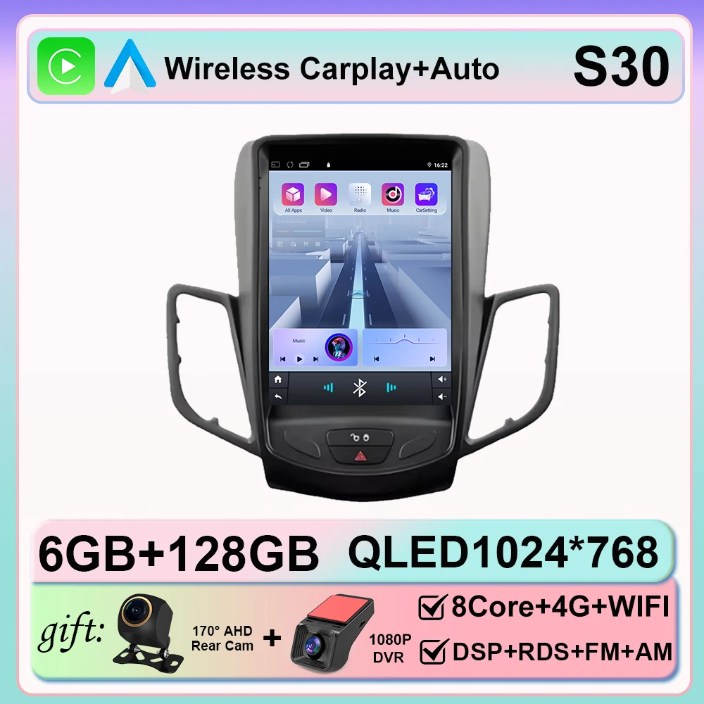 9.7 inch autoradio voor Ford Fiesta MK 7 2008-2019 Android 16 auto multimediaspeler navigatie stereo 4G BT WIFI stereo GPS