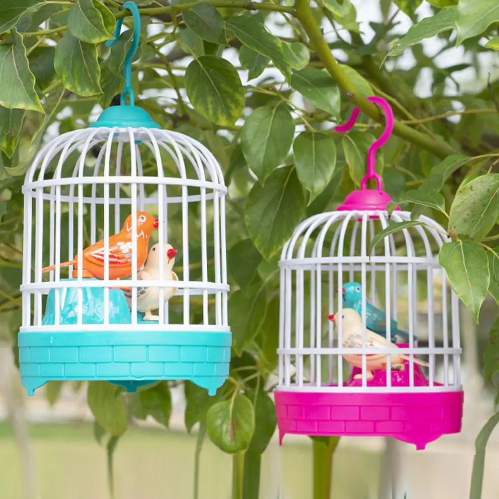 Mini Electronic Simulation Bird Cage Toy With Sound Realistic Voice Parrot Cage Electric Pets Toy For Kids Bird Cage Toys