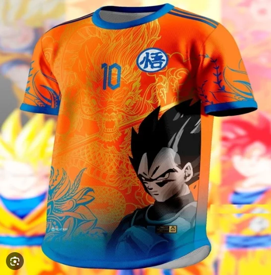 

2026 New Bandai Japanese Anime Dragon Ball Vegeta Shenron Soccer Jersey 2025 Orange Blue