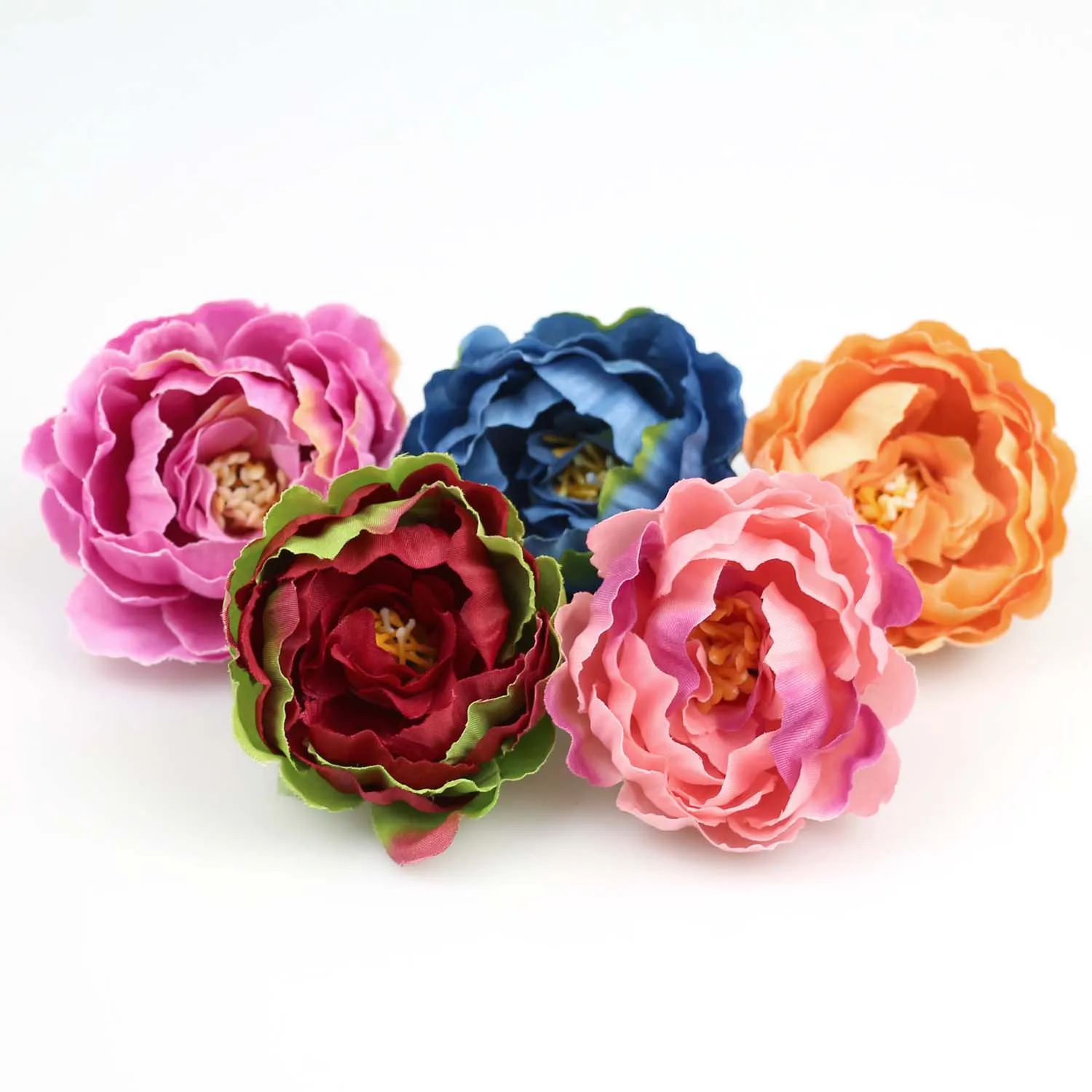 10/100Pcs Artificial Silk Flower Head Peony Fake Flower For DIY Flora Wall Scrapbook Wreath Hairclip Decor Accessories