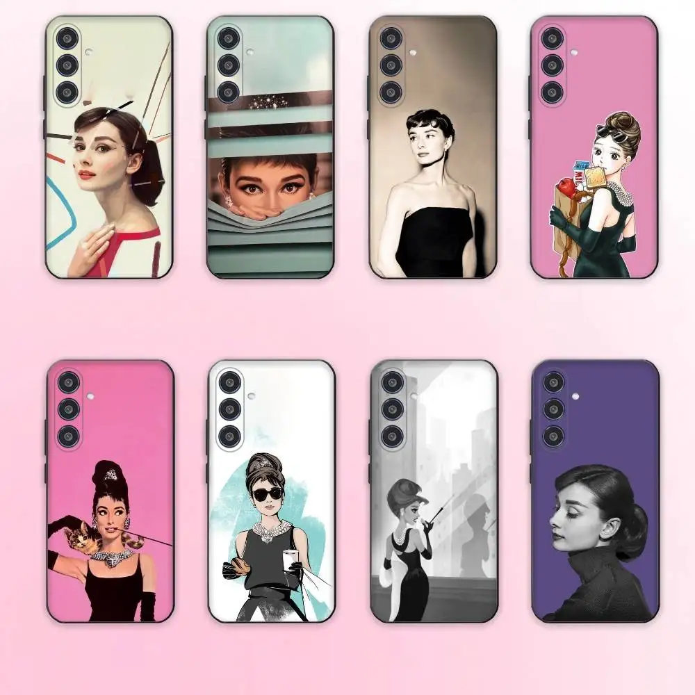 

A-Audrey H-Hepburn Classic Phone Case For Samsung Galaxy A73,A72,A71,A70,A53,A52,A51,Others Soft Black Cover