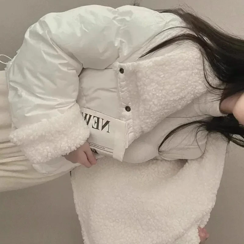 سترة شتوية نسائية عصرية، معطف قطني متعدد الاستخدامات مبطن بالفرو، بأكمام طويلة وياقة، قصير ودافئ وسميك، تصميم عتيق جديد ومريح