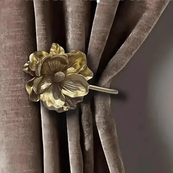 New Creative Sunflower Curtains with Ball Hanging and Straightening Free U-shaped Hook, Living Room Curtains with Fabric Wall Ho