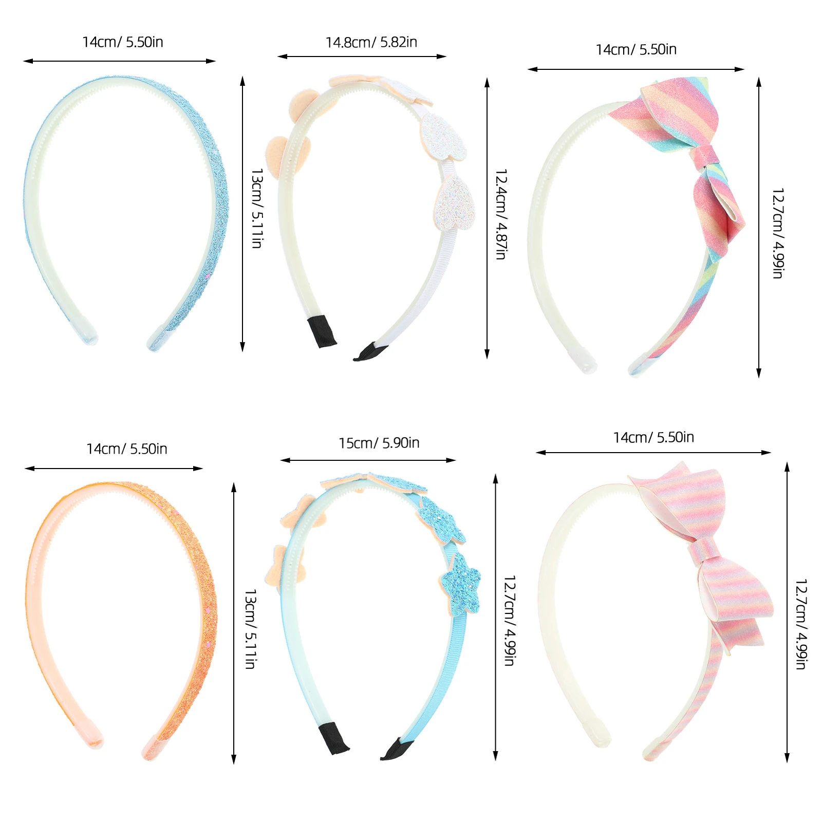

6pcs Headband Girls Glitter Hair Accessories Non Slip Birthday Headbands Party Toddler Kids Fashionable Hair Band