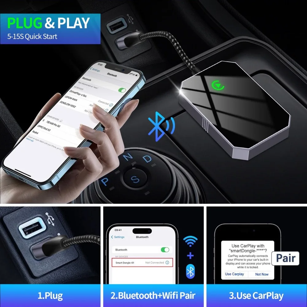 

Wireless CarPlay Box Plug & Play Upgrade USB Dongle Hot Selling Online Smart Box CarPlay Adapter for Hyundai for Ford for iphone