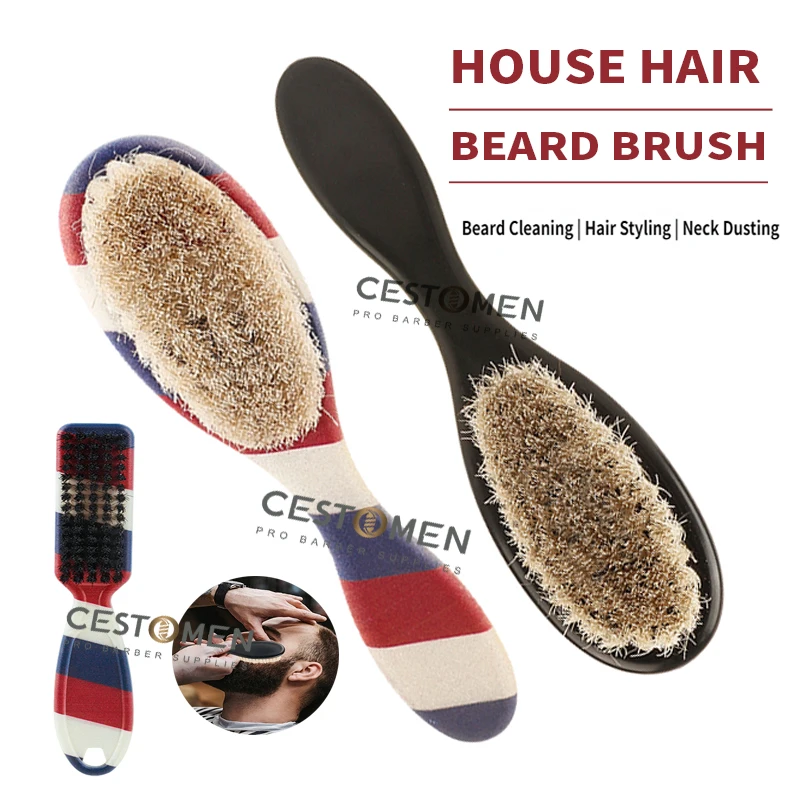 New Cleaning Brush Hairdressing Beard Brush Horse Hair Bristle Barber Hair Styling Neck Duster Brushes Shaving Tools For Men