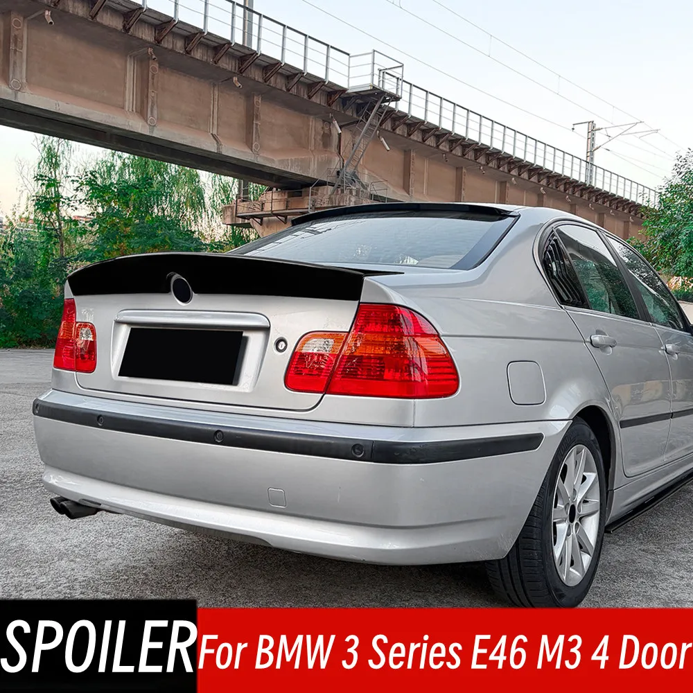 

For BMW 3 Series E46 M3 1998-2004 4 Door CSLStyle Rear Trunk Lid Boot Lip Car Black Carbon Spoiler Wings Exterior Accessories