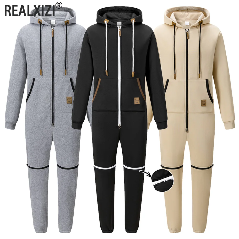 

Autumn Men's Sportswear Jumpsuit Casual Sports Suit Hooded Sweatshirt and Pants 2-in-1 Sets Outdoor Gym Jogging Men Clothing