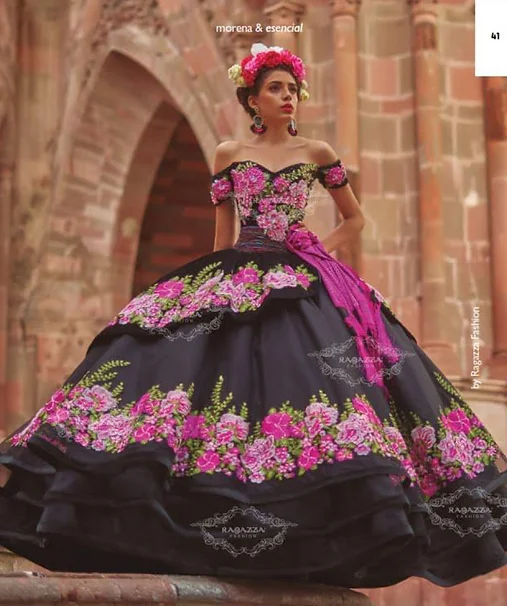 Vestido de quinceañera de Charro negro, vestido de baile con hombros descubiertos, apliques, dulce mexicano, 16 vestidos, 15 años