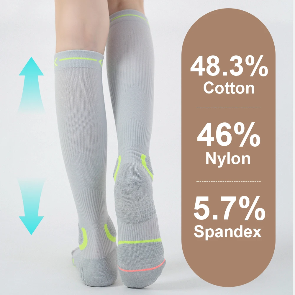Women Compression Socks 15-20 mmHg Knee High Breathable Support Socks for Running Travel Nurses Improve Circulation