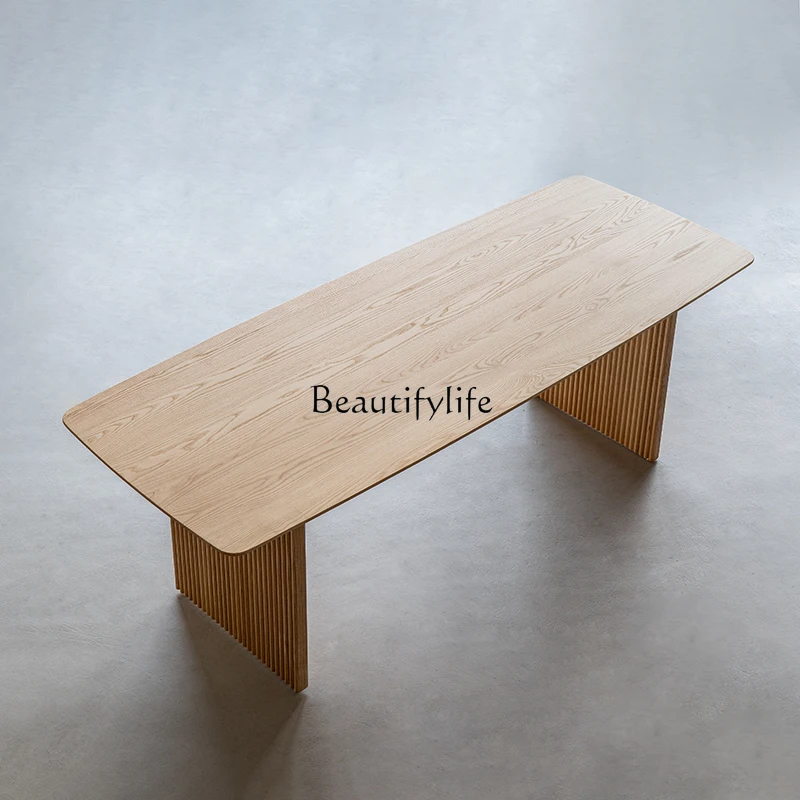 

Ash wood home office Japanese-style dining table and chair combination modern log long table