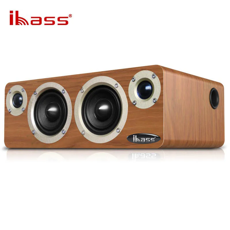 

iBass Wooden Desktop Bluetooth Speaker AC Power 3.5mm Audio Cable Desktop Subwoofer U-disk Wired Playback Active HiFI Subwoofer