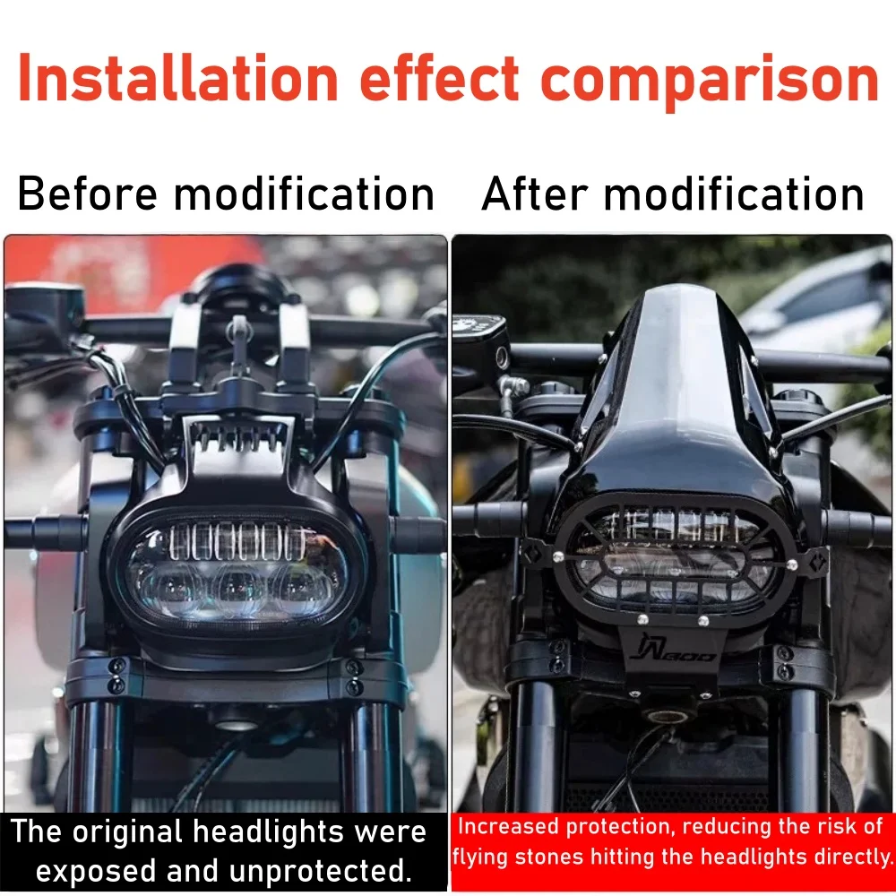 FOR QJ SRV 600 Premium Vintage Hollow Aerodynamic Headlight Grille And Front Windshield High-Strength Rustproof Lamp Protector