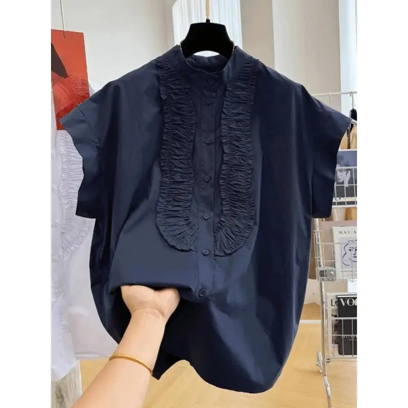 

Loose Faionable Spring Summer ort Sve irt Women's White Breathable Comfortable Casual Ele Sli Versatile Top