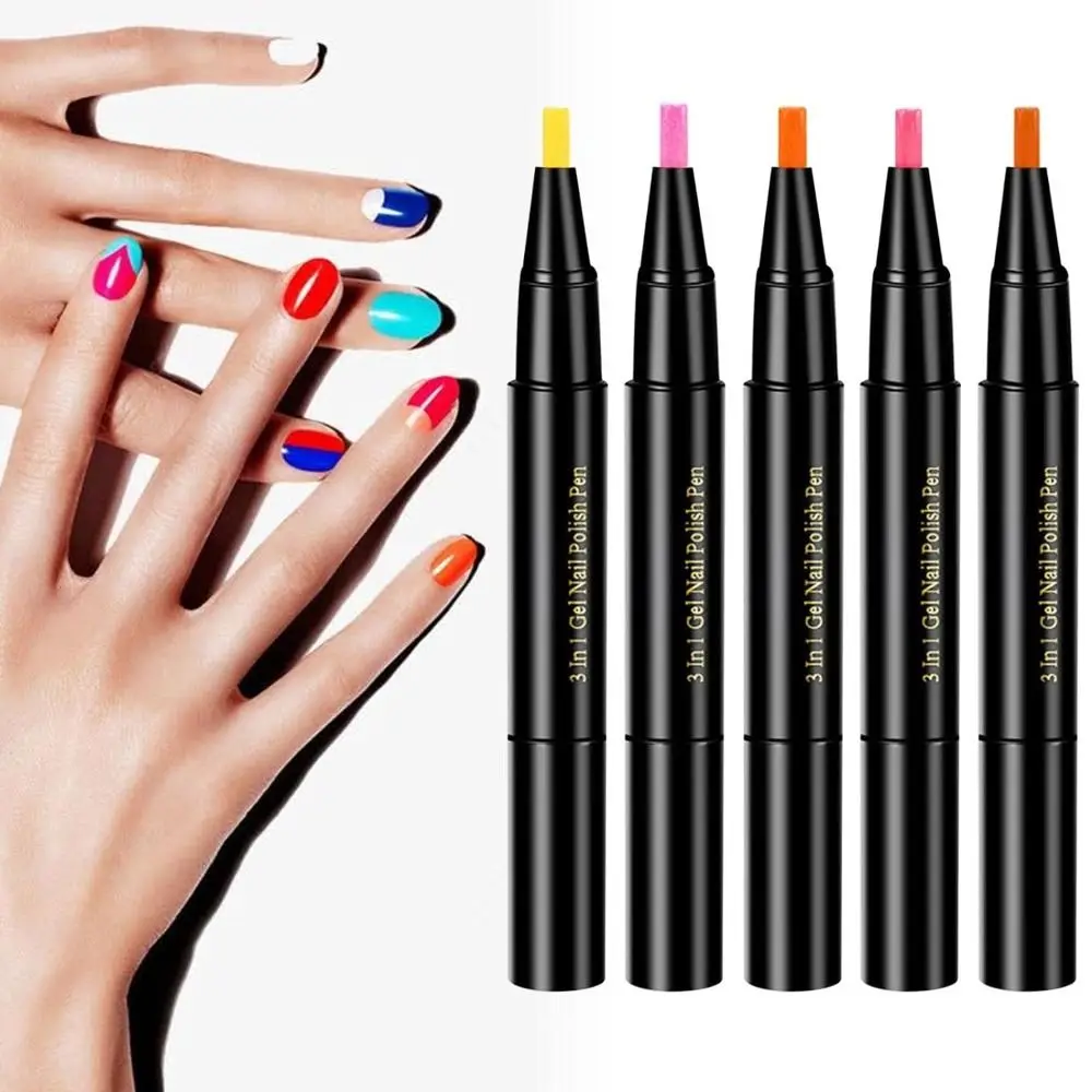 Rich Color Nail Gel Pen New Waterproof Quick Dry Abstract Lines Painting Pen Portable Long Lasting Nail Polish Pen