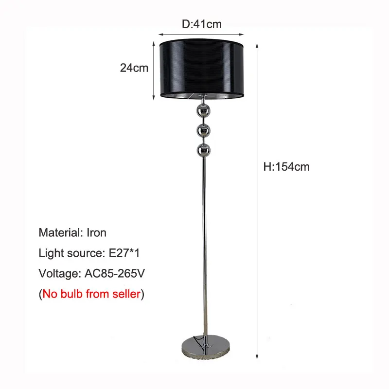 Nordic Luxury Floor Lamp Iron Electroplating Chromium Color European Hotel Living Room Decoration Standing Reading Light