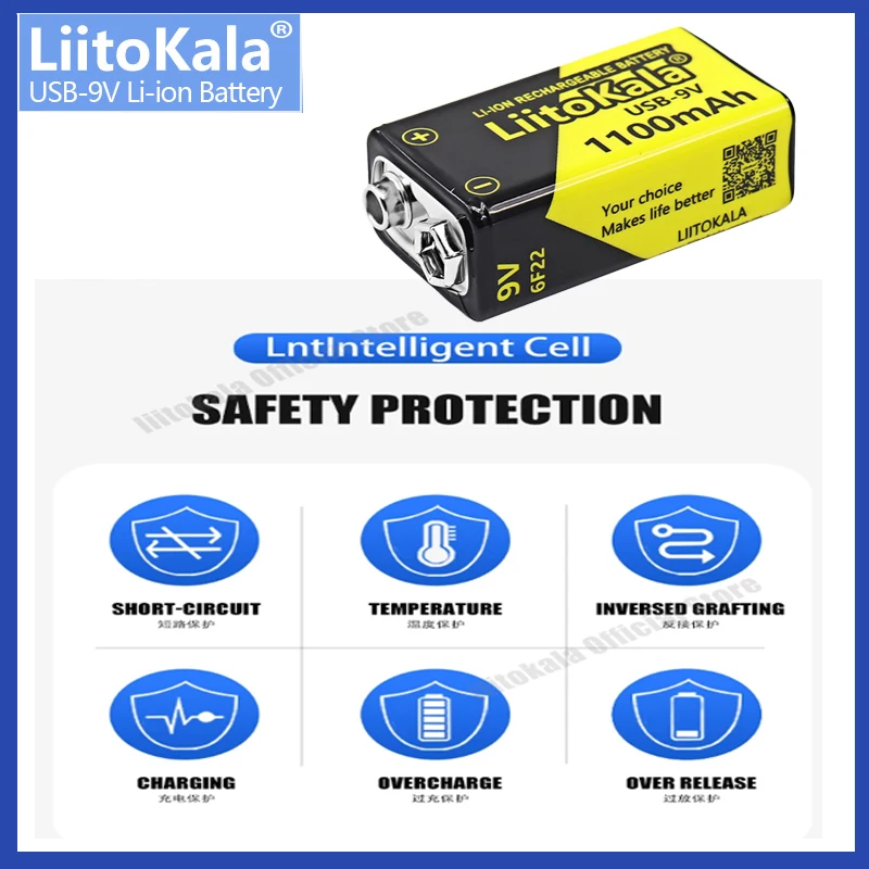 Authentic LiitoKala USB-9V 1100mAh lithium battery universal microphone toy remote control KTV 6F22