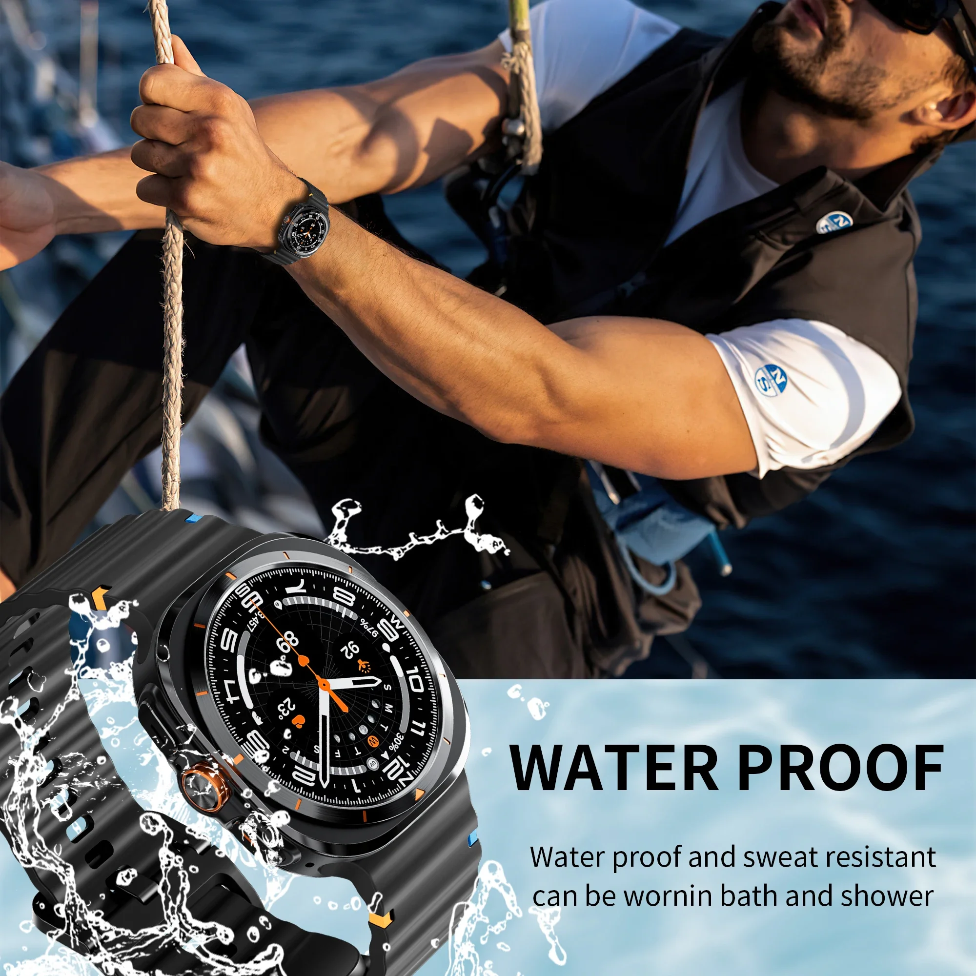 Original Silicone Band for Samsung Galaxy Watch Ultra Strap 7/6/6 Classic/5 Pro/4 47mm Bracelet 44mm/40mm/43mm/46mm Sport Band