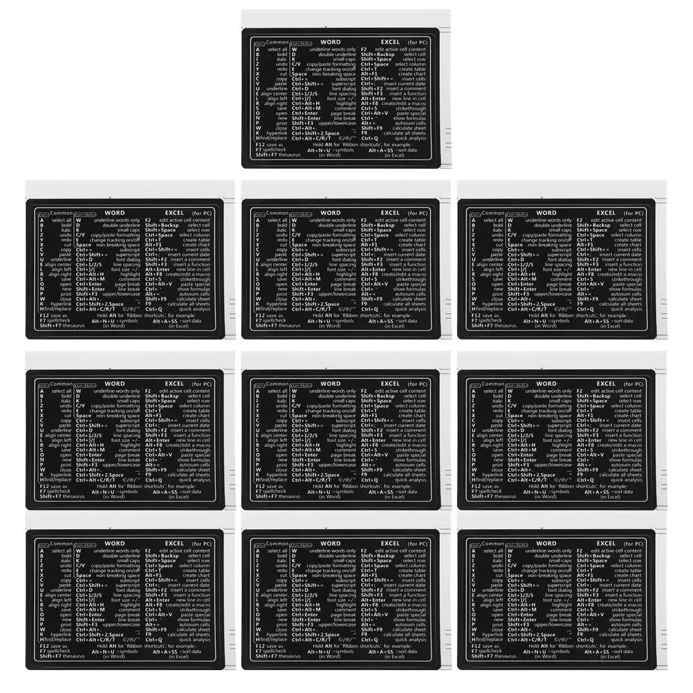 10Pcs Laminated Residue-Free Vinyl Keyboard Shortcut Stickers for Laptop Universal Short Cut Decals Removable Custom Laptop