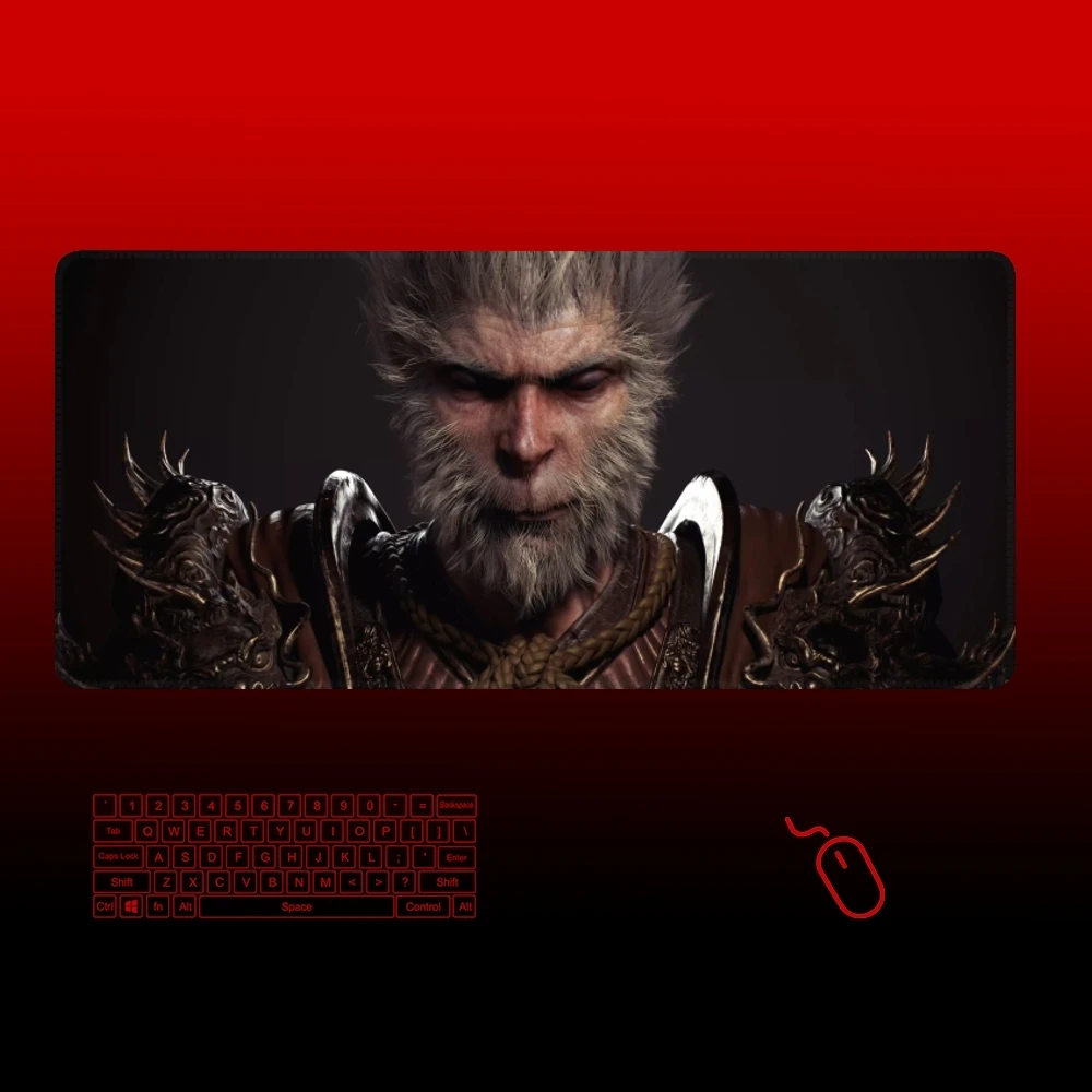 Black Myth Wukong Mouse Pad Gamer Large Rubber Art Gaming Mouse Pad Locking Edge Big Computer Mousepad Laptop Fashion Desk Mat