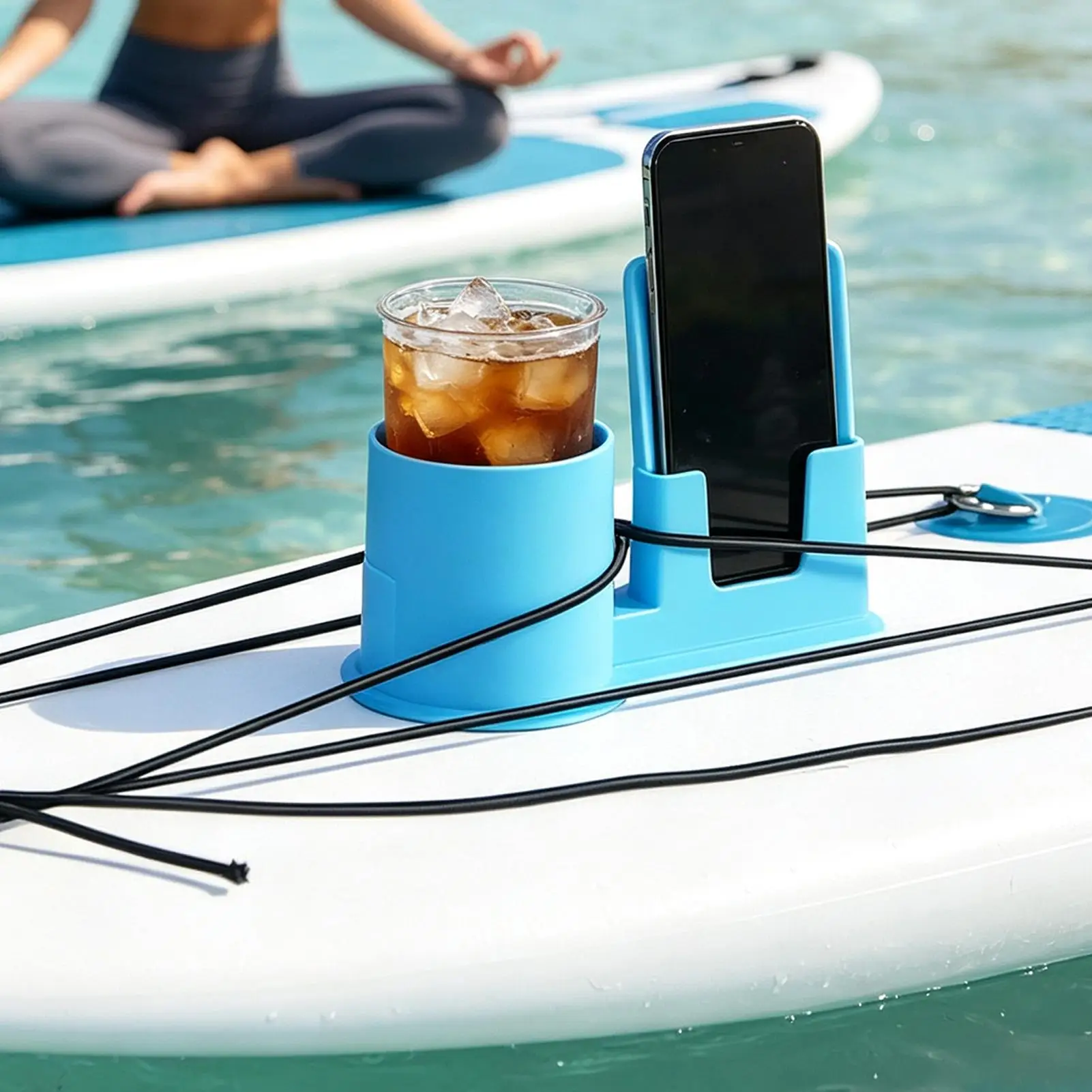 パドルボードカップホルダー-滑り止めカヤック電話ドリンクホルダー-2-in-1-防水ボートアクセサリーラック-サーフボードカヌー用