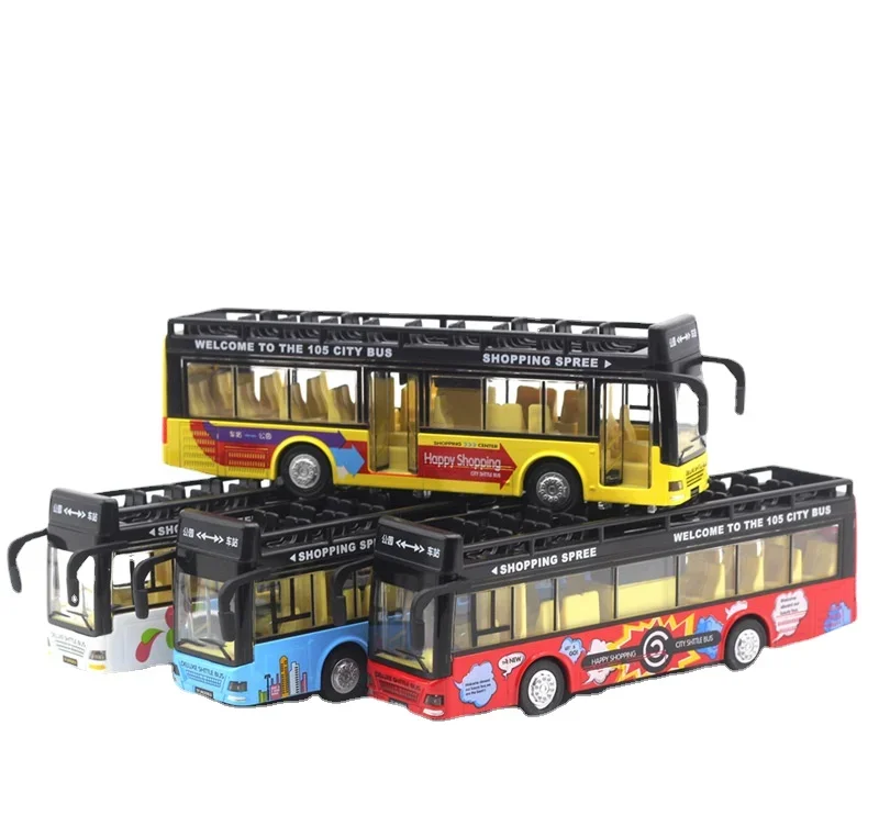 เปิดด้านบนเที่ยวชมรถบัสสองชั้นเด็กจําลองเสียงและแสงรถบัสรถของเล่น