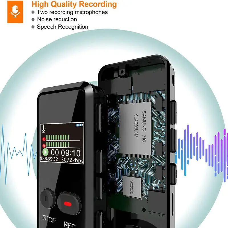 Vandlion V90C 64GB High-Quality Digital Audio Voice Recorder Colorful Display Screen Sound Recording Real Time Record MP3 Player