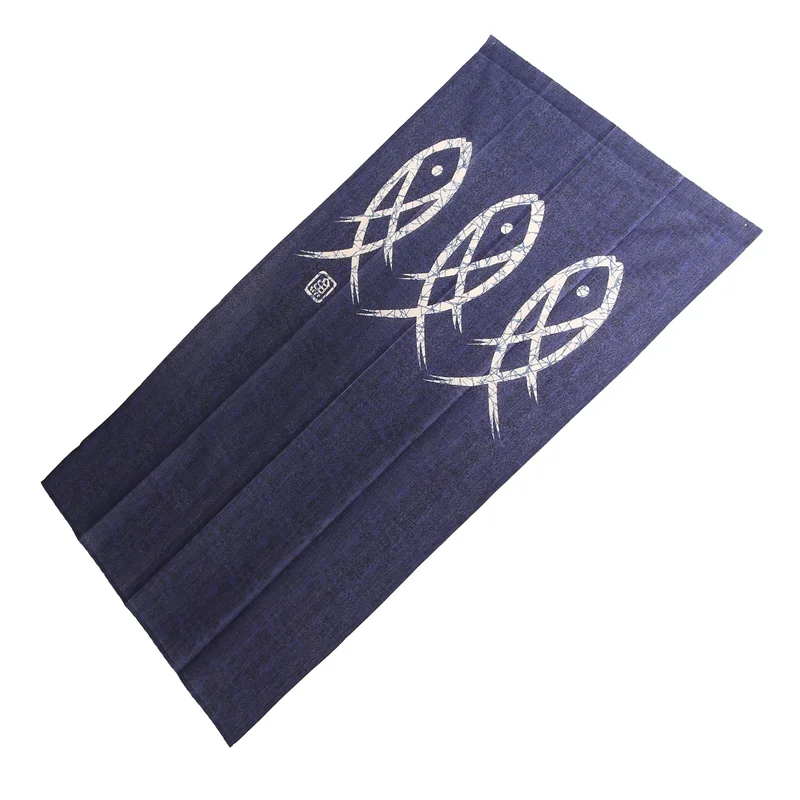 BAAG-Японская занавеска для дверного проема Noren, гобелен с древним персонажем и рыбой для украшения дома, синий 33X59 дюймов