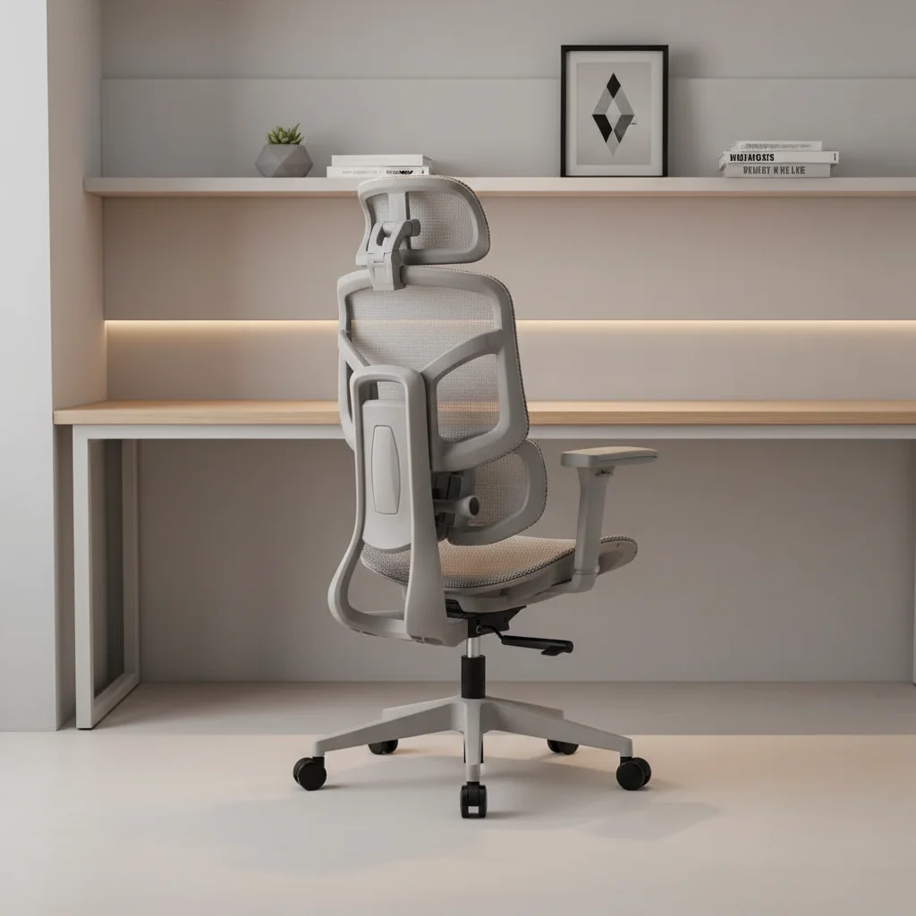 #Modern Ergonomic Adjustable Office Chair With Footrest Lumbar Support Nylon Base-Bedroom & Office Use Healthy Manager's Chair