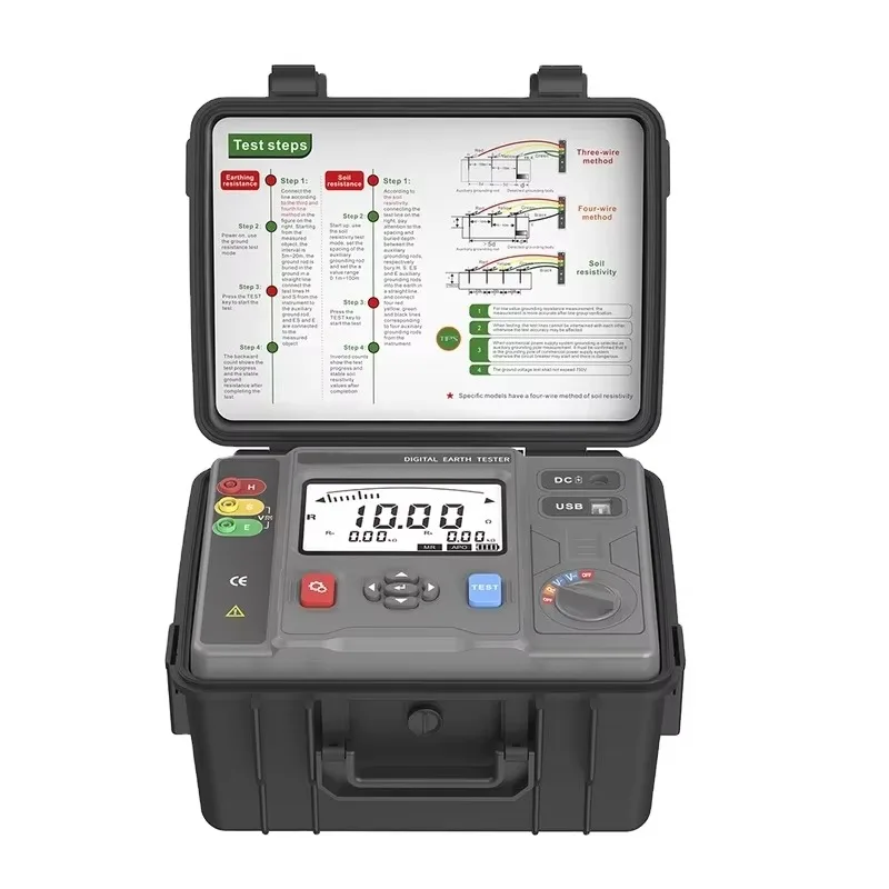 ES3001P Multifunctional Ground Resistance Tester Portable Earth Resistance Measuring Detector For Electrical Engineering