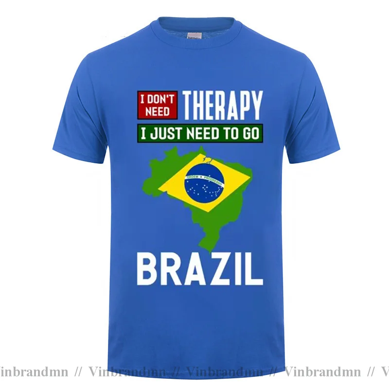 Vintage I Don't Need Therapy I Just Need to Go to Brazil T shirt Hombres Brazilian Flag T-shirt Fashion Harajuku Tee shirt homme